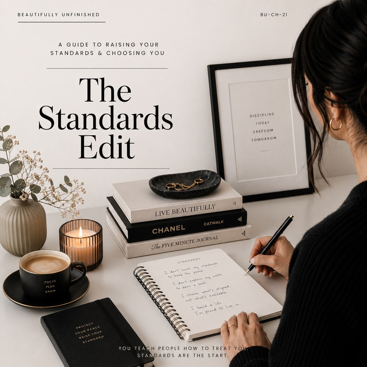 The Standards Edit raising your standards workbook — light desk lifestyle mockup 3