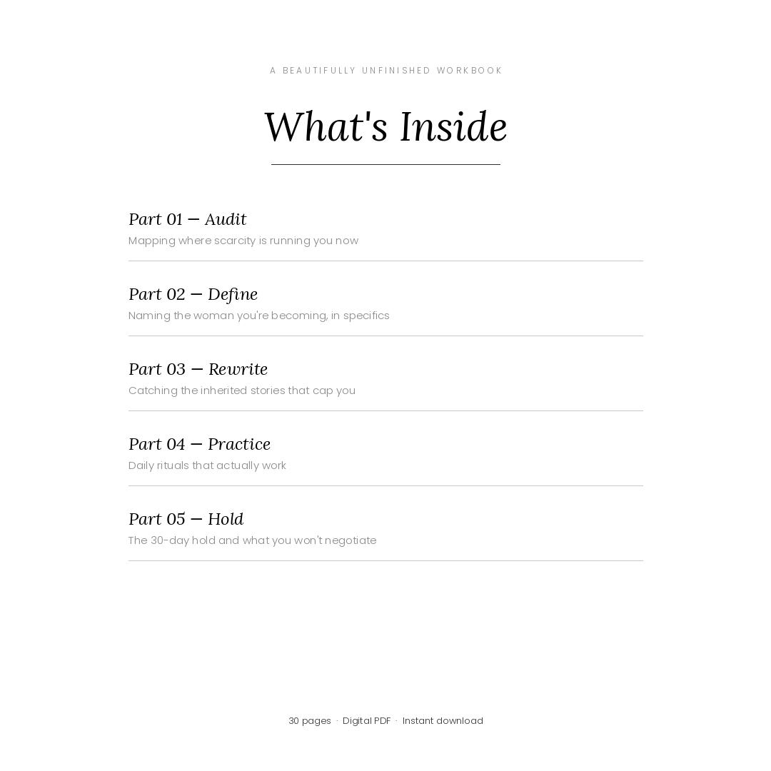 The Unfinished Woman's Abundance Edit — Evidence-Based Workbook